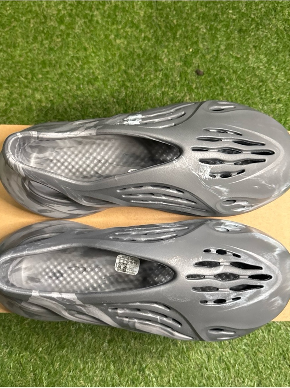 adidas Grey Marble Foam Slip-On Sneakers - Picture 2 of 5
